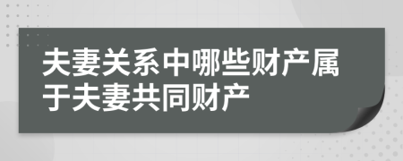 夫妻關(guān)系中哪些財(cái)產(chǎn)屬于夫妻共同財(cái)產(chǎn)
