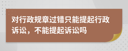 對(duì)行政規(guī)章過(guò)錯(cuò)只能提起行政訴訟，不能提起訴訟嗎
