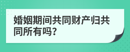 婚姻期間共同財產(chǎn)歸共同所有嗎？