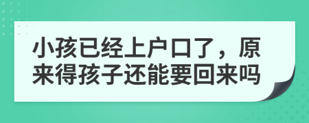 小孩已經(jīng)上戶口了，原來得孩子還能要回來嗎