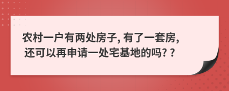 農(nóng)村一戶有兩處房子, 有了一套房, 還可以再申請(qǐng)一處宅基地的嗎? ?