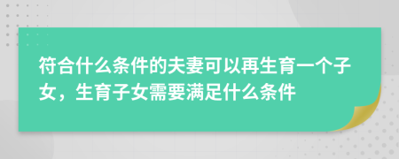 符合什么條件的夫妻可以再生育一個子女，生育子女需要滿足什么條件