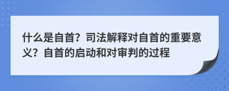 什么是自首？司法解釋對自首的重要意義？自首的啟動(dòng)和對審判的過程