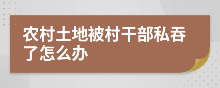 農(nóng)村土地被村干部私吞了怎么辦