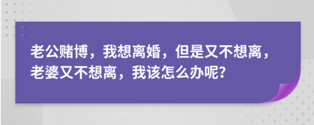 老公賭博，我想離婚，但是又不想離，老婆又不想離，我該怎么辦呢？