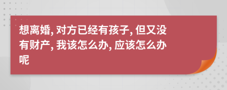 想離婚, 對(duì)方已經(jīng)有孩子, 但又沒(méi)有財(cái)產(chǎn), 我該怎么辦, 應(yīng)該怎么辦呢