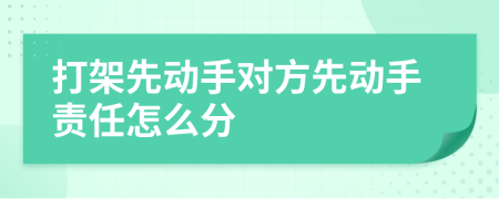 打架先動手對方先動手責任怎么分