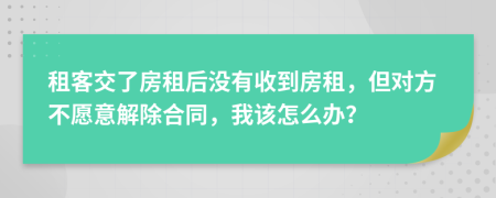 租客交了房租后沒有收到房租，但對(duì)方不愿意解除合同，我該怎么辦？