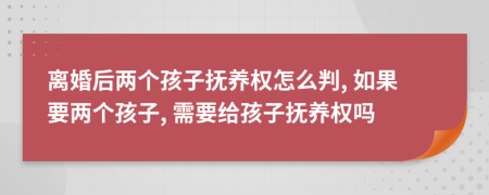 離婚后兩個(gè)孩子撫養(yǎng)權(quán)怎么判, 如果要兩個(gè)孩子, 需要給孩子撫養(yǎng)權(quán)嗎