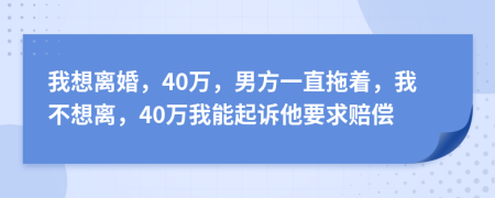 我想離婚，40萬，男方一直拖著，我不想離，40萬我能起訴他要求賠償