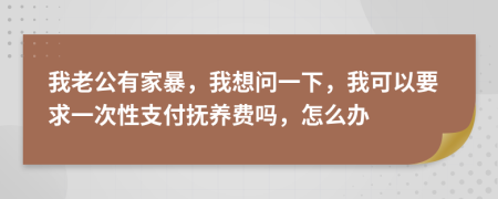 我老公有家暴，我想問一下，我可以要求一次性支付撫養(yǎng)費嗎，怎么辦