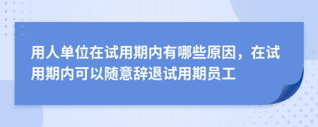 用人單位在試用期內(nèi)有哪些原因，在試用期內(nèi)可以隨意辭退試用期員工