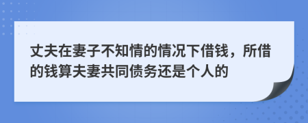 丈夫在妻子不知情的情況下借錢，所借的錢算夫妻共同債務(wù)還是個人的