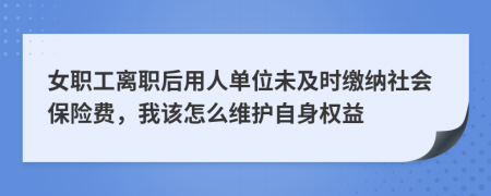 女職工離職后用人單位未及時(shí)繳納社會(huì)保險(xiǎn)費(fèi)，我該怎么維護(hù)自身權(quán)益
