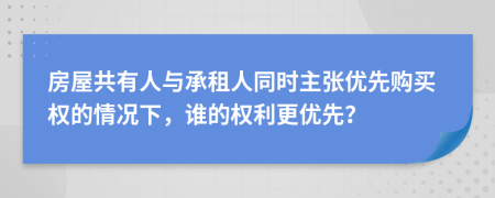 房屋共有人與承租人同時主張優(yōu)先購買權(quán)的情況下，誰的權(quán)利更優(yōu)先？