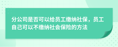 分公司是否可以給員工繳納社保，員工自己可以不繳納社會保險的方法