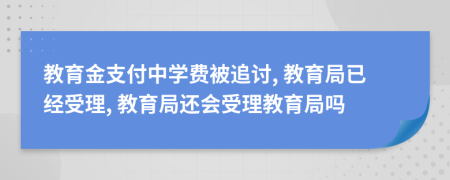 教育金支付中學(xué)費(fèi)被追討, 教育局已經(jīng)受理, 教育局還會(huì)受理教育局嗎