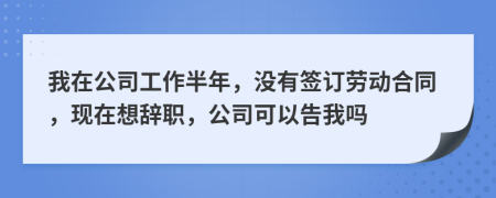 我在公司工作半年，沒(méi)有簽訂勞動(dòng)合同，現(xiàn)在想辭職，公司可以告我嗎