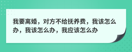 我要離婚，對方不給撫養(yǎng)費，我該怎么辦，我該怎么辦，我應(yīng)該怎么辦