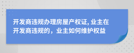 開發(fā)商違規(guī)辦理房屋產(chǎn)權(quán)證, 業(yè)主在開發(fā)商違規(guī)的，業(yè)主如何維護(hù)權(quán)益