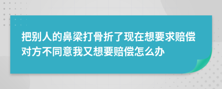 把別人的鼻梁打骨折了現(xiàn)在想要求賠償對方不同意我又想要賠償怎么辦