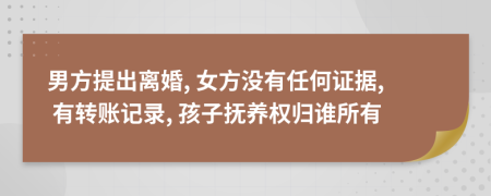 男方提出離婚, 女方?jīng)]有任何證據(jù), 有轉(zhuǎn)賬記錄, 孩子撫養(yǎng)權(quán)歸誰所有