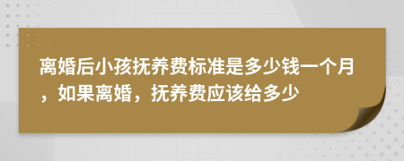 離婚后小孩撫養(yǎng)費(fèi)標(biāo)準(zhǔn)是多少錢一個(gè)月，如果離婚，撫養(yǎng)費(fèi)應(yīng)該給多少