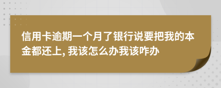 信用卡逾期一個(gè)月了銀行說要把我的本金都還上, 我該怎么辦我該咋辦