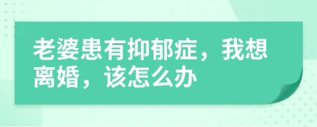 老婆患有抑郁癥，我想離婚，該怎么辦