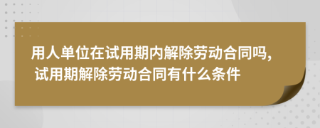 用人單位在試用期內(nèi)解除勞動合同嗎, 試用期解除勞動合同有什么條件