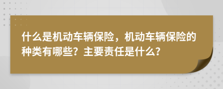 什么是機動車輛保險，機動車輛保險的種類有哪些？主要責任是什么？