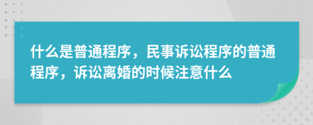 什么是普通程序，民事訴訟程序的普通程序，訴訟離婚的時候注意什么