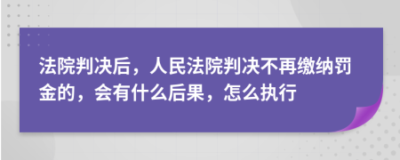 法院判決后，人民法院判決不再繳納罰金的，會(huì)有什么后果，怎么執(zhí)行