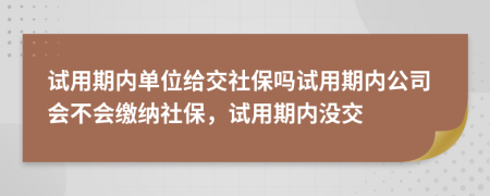 試用期內(nèi)單位給交社保嗎試用期內(nèi)公司會(huì)不會(huì)繳納社保，試用期內(nèi)沒(méi)交
