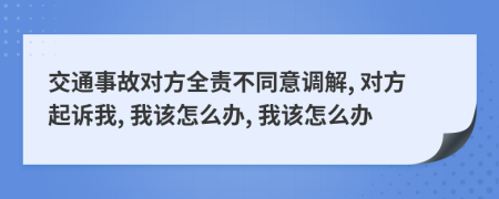 交通事故對(duì)方全責(zé)不同意調(diào)解, 對(duì)方起訴我, 我該怎么辦, 我該怎么辦