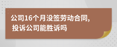 公司16個月沒簽勞動合同, 投訴公司能勝訴嗎