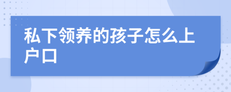 私下領(lǐng)養(yǎng)的孩子怎么上戶口