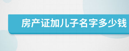 房產(chǎn)證加兒子名字多少錢