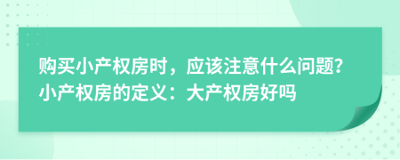 購買小產(chǎn)權(quán)房時(shí)，應(yīng)該注意什么問題？小產(chǎn)權(quán)房的定義：大產(chǎn)權(quán)房好嗎