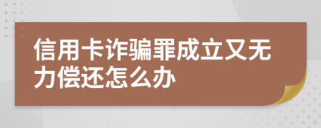 信用卡詐騙罪成立又無力償還怎么辦