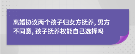 離婚協(xié)議兩個(gè)孩子歸女方撫養(yǎng), 男方不同意, 孩子撫養(yǎng)權(quán)能自己選擇嗎