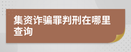 集資詐騙罪判刑在哪里查詢