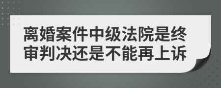 離婚案件中級法院是終審判決還是不能再上訴