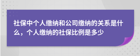 社保中個(gè)人繳納和公司繳納的關(guān)系是什么，個(gè)人繳納的社保比例是多少