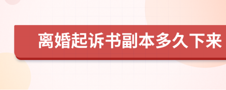 離婚起訴書副本多久下來