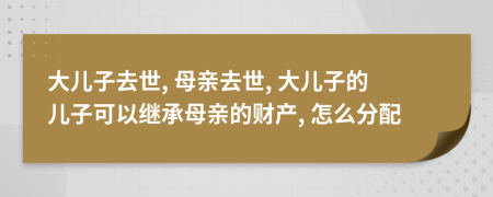 大兒子去世, 母親去世, 大兒子的兒子可以繼承母親的財(cái)產(chǎn), 怎么分配