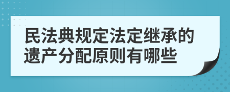 民法典規(guī)定法定繼承的遺產(chǎn)分配原則有哪些
