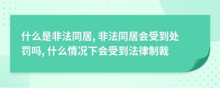 什么是非法同居, 非法同居會(huì)受到處罰嗎, 什么情況下會(huì)受到法律制裁