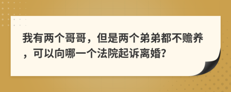 我有兩個(gè)哥哥，但是兩個(gè)弟弟都不贍養(yǎng)，可以向哪一個(gè)法院起訴離婚？