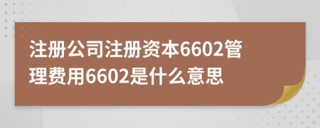 注冊公司注冊資本6602管理費用6602是什么意思